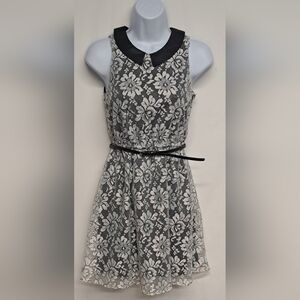 New Xhilaration XS A Line Above The Knee Dress Lace Overlay Belted